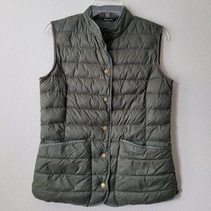 Barbour Carlton Gilet Fibre Down Green Puffer Vest Button Up Size 6